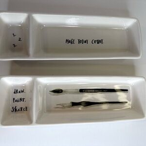 Rea Dunn “Make it Count” & “Draw Paint Sketch” Ceramic Tray set - Desk Organizer